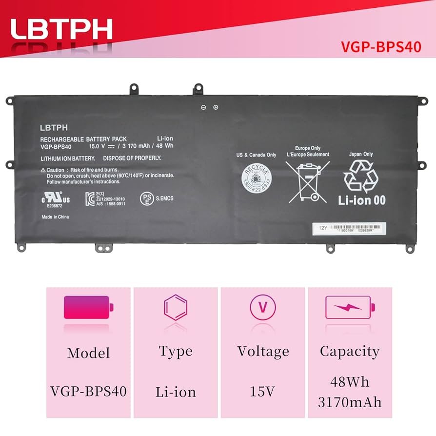 Amazon.com: LBTECH VGP-BPS40 Battery for Sony VAIO Flip SVF